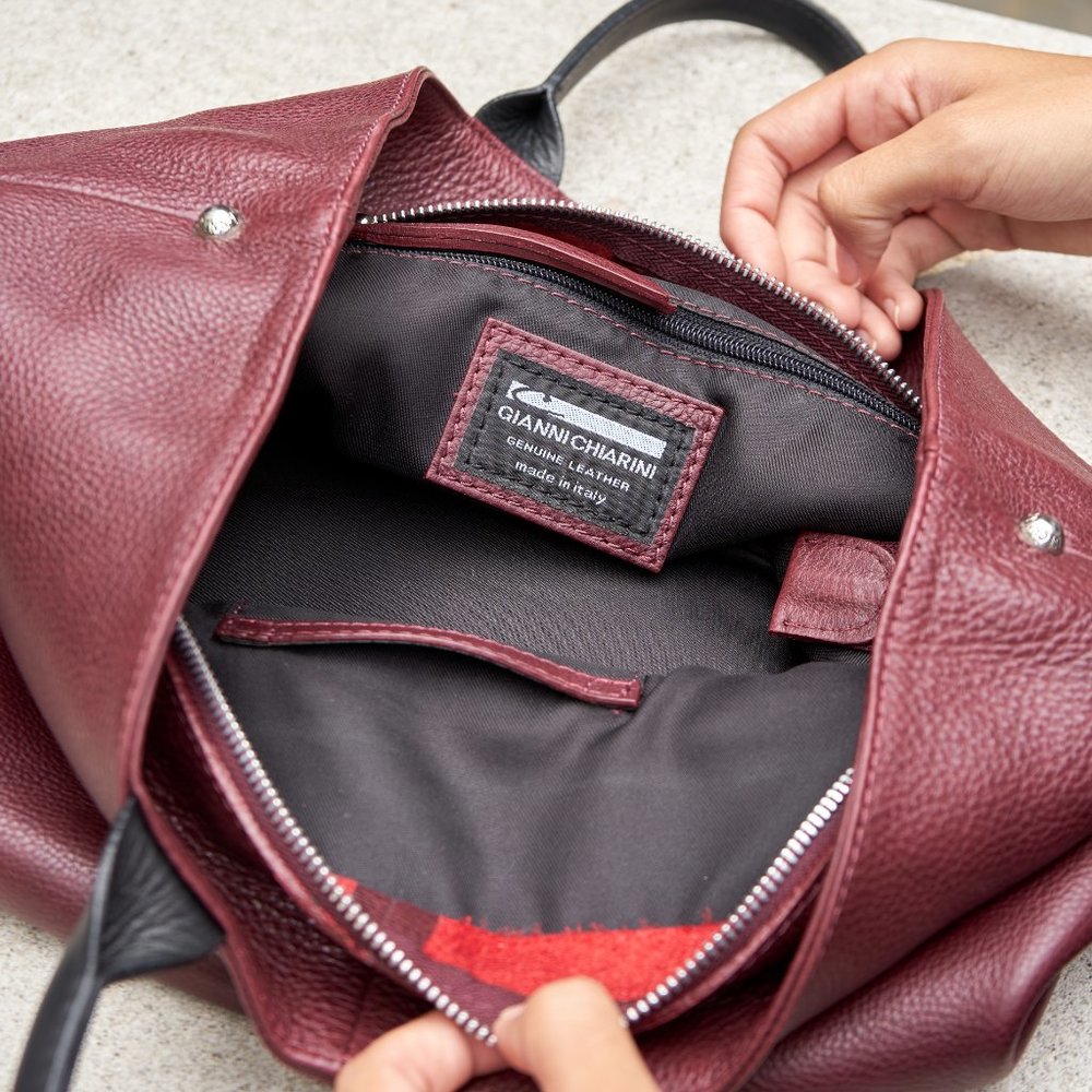 Gianni Chiarini Maroon Leather Tote - Picture 2 of 3